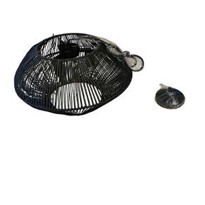 3-Light Transitional Steel & Rattan Pendant in Matte Black
